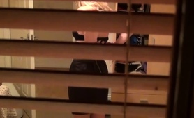 Voyeur Spying On A Sexy Blonde Babe In Black Lingerie 