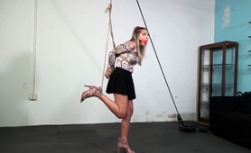 Sultry Blonde Milf With Sexy Legs Gets Tied Up And Suspended