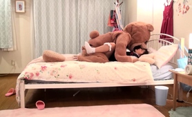Pigtailed Schoolgirl Fucked By Her Furry Friend On Her Bed