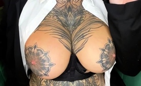 Tattooed Milf Gives A Hot Pov Handjob And Plays With Herself