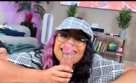 Naughty Ebony Nerd Eagerly Sucking And Fucking A Big Cock