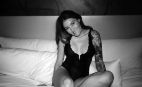 Irresistible Milf Posing In Sexy Black Lingerie On The Bed