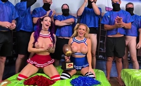 Busty Cheerleaders Take The Spotlight In Epic Gangbang