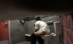 Voyeur Spying On A Lovely Amateur Brunette In The Toilet