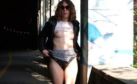 Sexy European Teen Flashing Her Tits And Pussy In Public