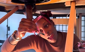 Amateur ebony goddess milks big black cock gloryhole style