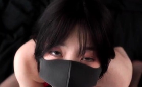 Alluring Japanese Babe In Red Lingerie Gives Deep Blowjob