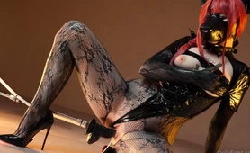 Masked Nympho In Lingerie Gets Creampied By A Fuck Machine