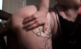 BBW slut worships big black cock and gets pounded doggystyle