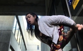Tattooed Nympho With Big Boobs Masturbates In A Public Place