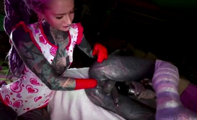 Kinky Tattooed Crossdresser Gets His Anal Hole Stretched Out
